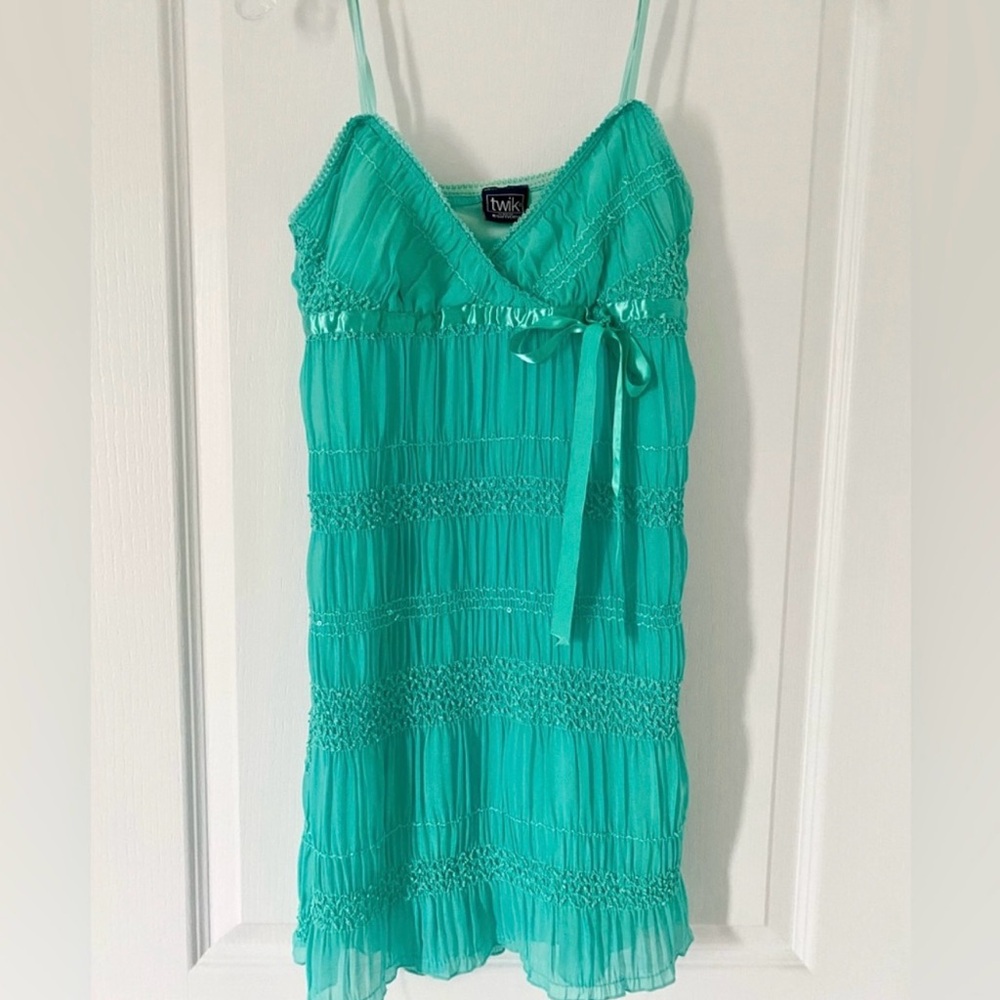 Twik Aqua Spaghetti Strap Mini Dress